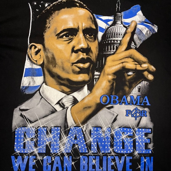 Vintage Ekur Rhinestone Barack Obama “We Can Believe In Change” Shirt 🇺🇸 - Picture 2 of 3